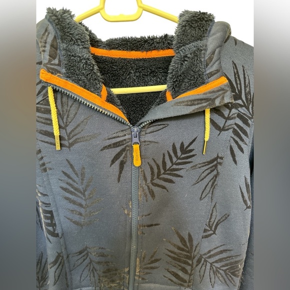 Roxy blue Frost printed floral full zip hooded Sherpa lined sweatshirt - Picture 5 of 7